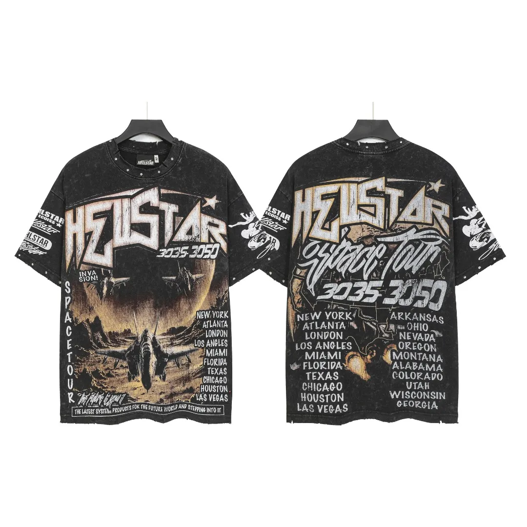 9205# Black ｜ P67 Hellstar/ （In Stock ） ： Retro + + T （fabric):32 250 Sizes（size）：S-M- L- X L （colour）： Black 👉